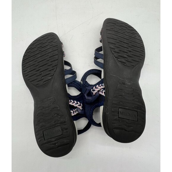 MEGNYA Strappy Sandals Womens 39/8.5 Navy Casual Walking Braided Comfort - Picture 13 of 15